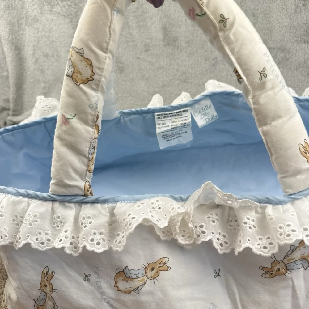 Cuddle My Dolly Peter Rabbit Carrier Lot Of 2 One Bedding Set Vintage 90s